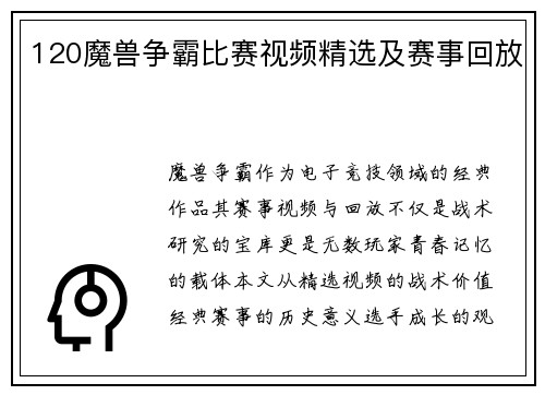 120魔兽争霸比赛视频精选及赛事回放